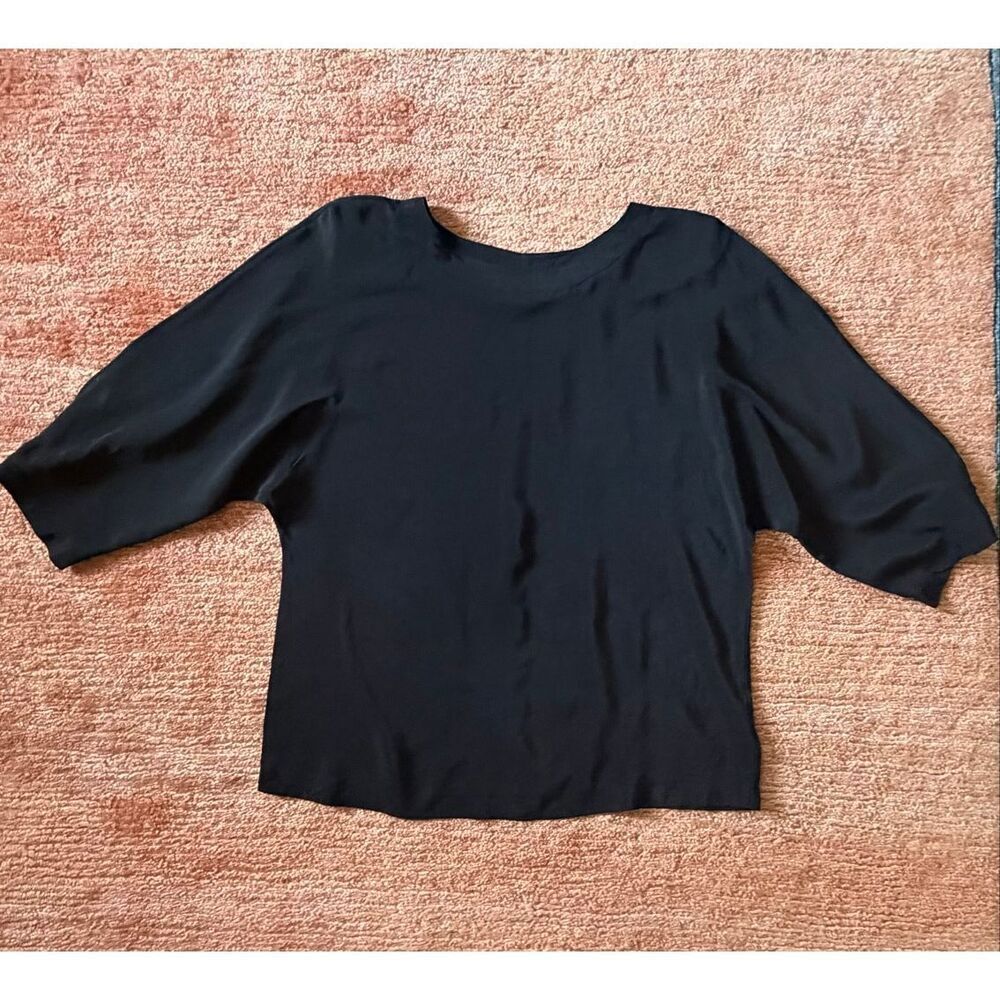 Phisticate by Jonathan Martin Silk Blouse Women Size M Black Minimalist